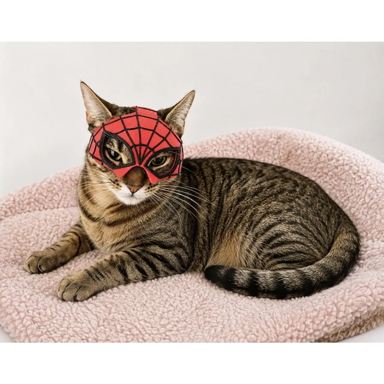 Spider Cat Mask - Red and Black Design for Cats, Perfect for Halloween, Daily Wear and prank .