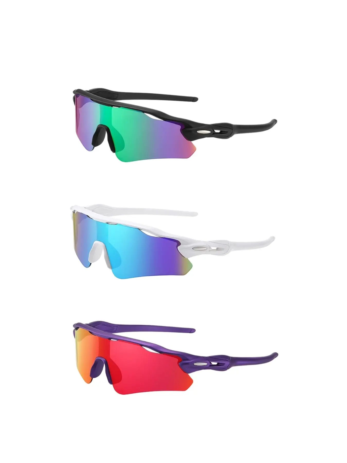 Men's Colorblock Cycling Bike Glasses Set, 3-Pack Windproof for Hiking & Biking, Outdoor Sports Eyewear, Sporty Style, All Seasons