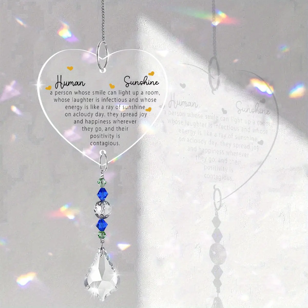 1pc Hanging Ornament, Full of Affection, Gratitude and Sincere Appreciation, Crystal Sunlight Catcher Home Decor, Perfect Gift for Birthday, Wedding, Anniversary, Graduation Gift, Christmas, Mother's Day and Father's Day Gift.