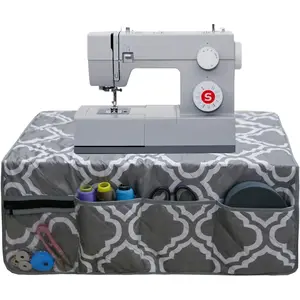 Sewing Machine Pad for Table with 4 Pockets Sewing Machine Dust Cover for Accessories Organizer Grey pattern
