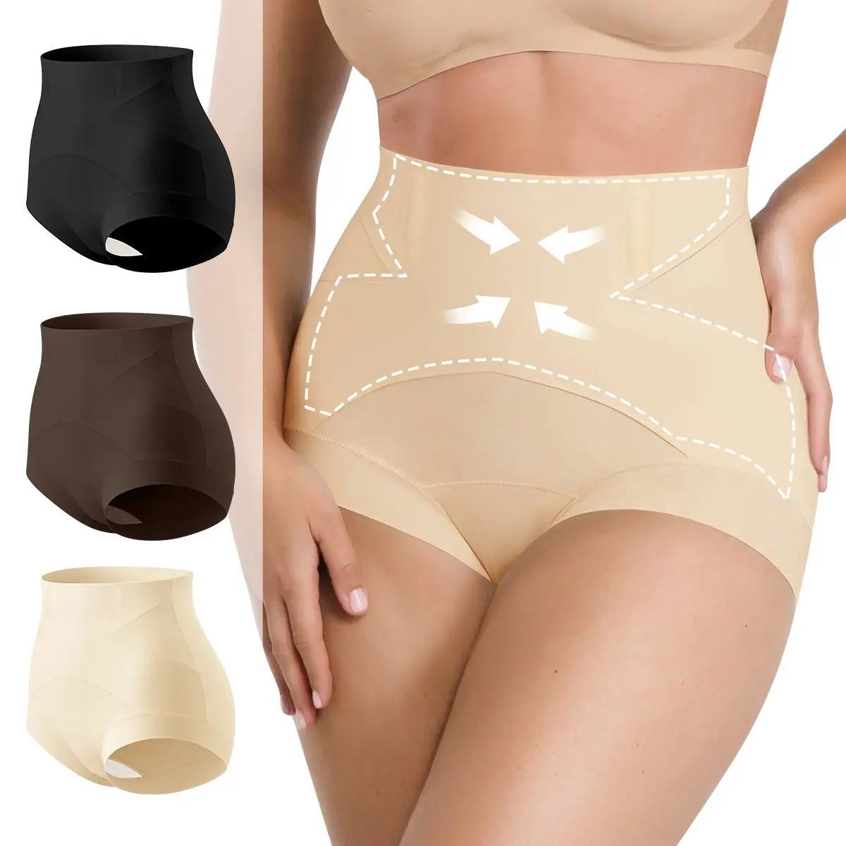 Morelect 1/3/4 Pcs Women's High Waist Panties, Front Crisscross Design with Gentle Shaping Effect, Breathable Lightweight for Daily Comfort, Stay-Put Boned Waistband, Everyday Soft Briefs.