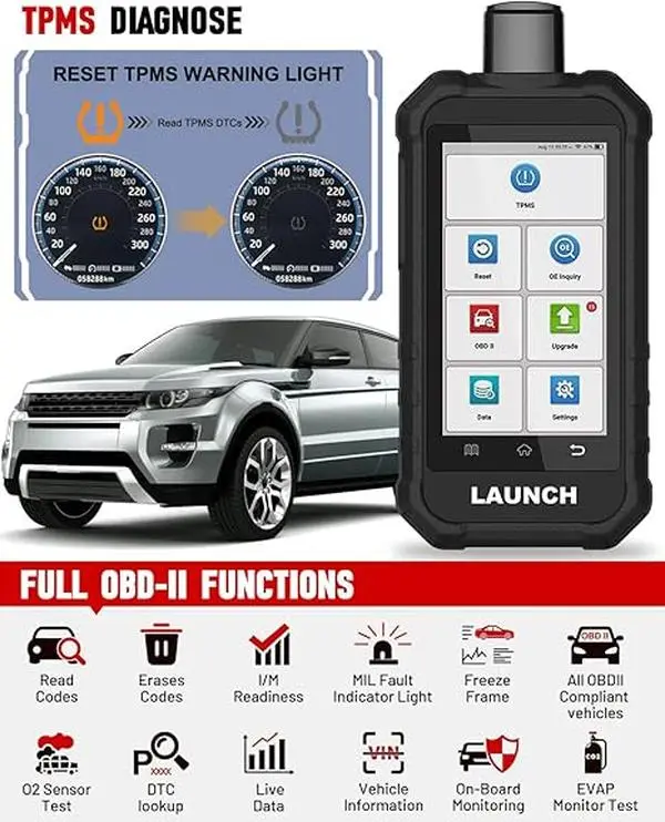 LAUNCH X431 Creader TPMS 5011 V2 Handheld OBDII/EOBD Tool - Upgraded CRT5011E Vehicle Accessory, 315/433MHz Support, 12 Service Functions, Wi-Fi, WiFi Upgrade, OEM Sensors, Auto Analysis, Comprehensive Health Check, Android 8.1 Os, Other, Comprehensive Tp