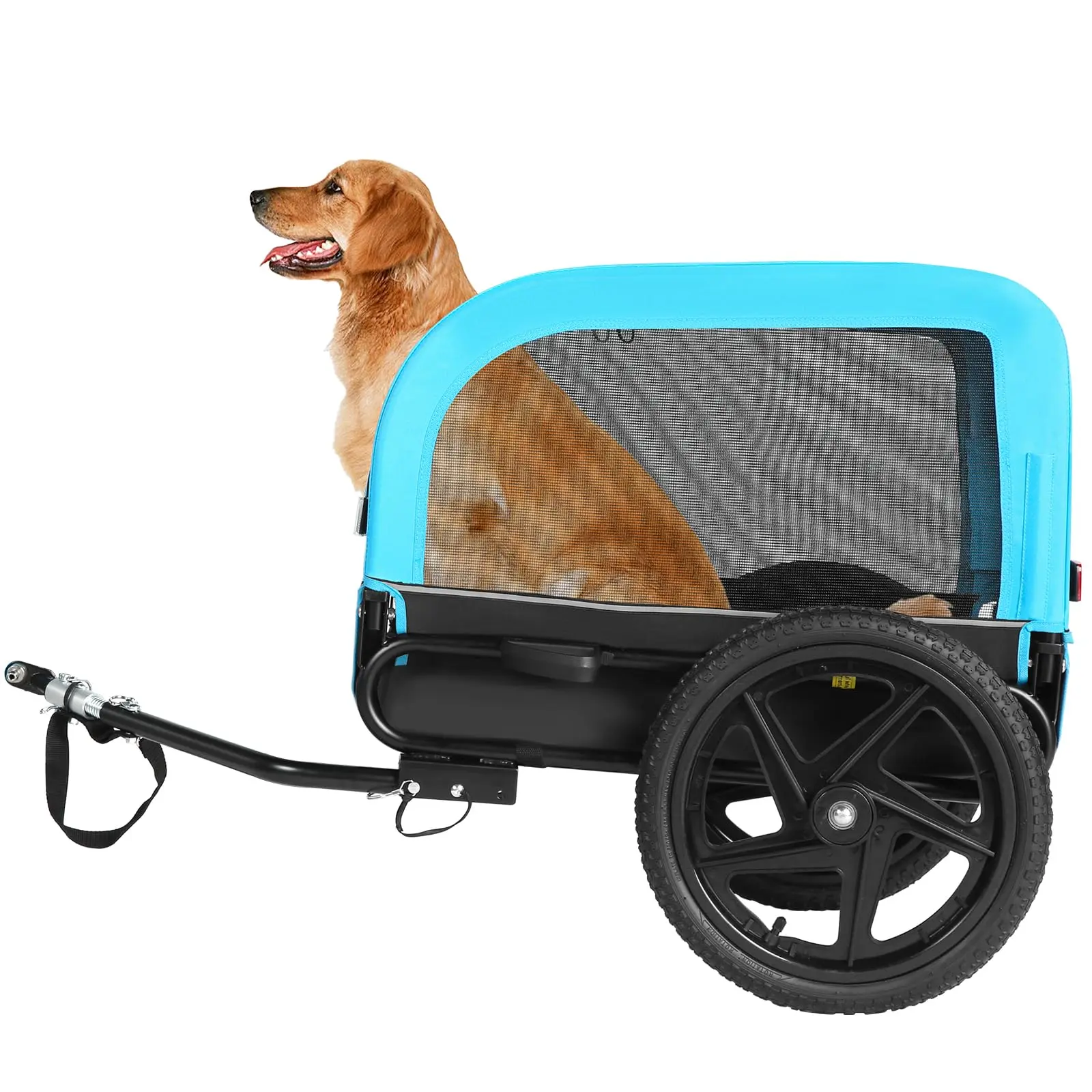 SEPNINE Metal Dog Bike Trailer Carrier for Small to Medium Pets (Up to 66LBS) - 16.92in Width, 26.37in Length, Foldable Frame, Quick-Release Wheels, Non-Slip Floor, Internal Leash, Reflective Strips