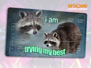 Funny Riftbound Playmat: I am trying my best Stitched Edges, Extra Thick