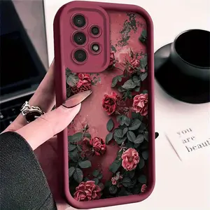 An Artistic Flower Creative Pattern Phone Case, TPU Shockproof Full Protection Case, Suitable for Samsung S21/22/23/24/25/NOTE20 PLUS ULTRA FE A13/14/15/16/17/33/34/35/36/52/53/54, Ideal Gift for Friends and Family, T444