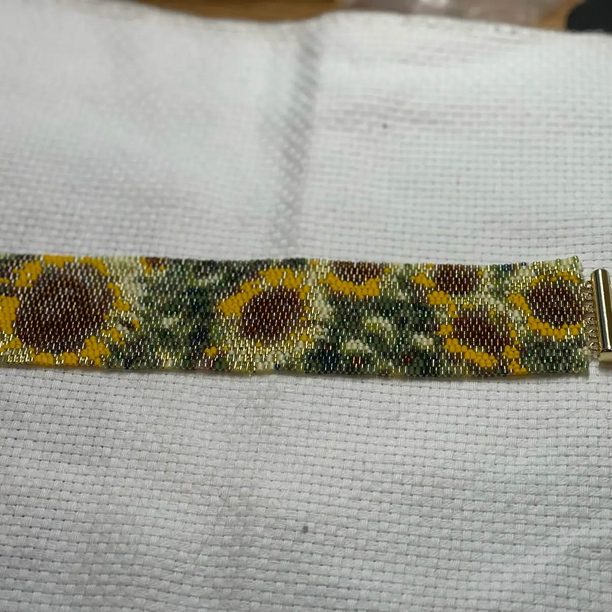 Sunflower peyote beaded bracelet