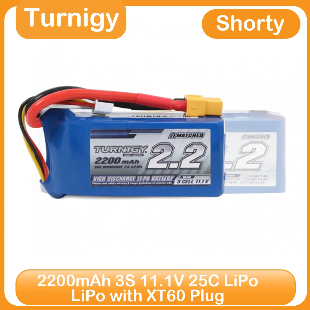 Turnigy 2200mAh 3S (11.1V) 30C Shorty LiPo Battery with XT60 Plug for RC Airplane RC Quadcopter Helicopter FPV Drone RC Car Truck