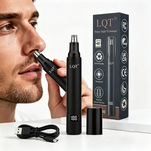 Wireless electric nose hair trimmer and ear hair trimmer, multifunctional trimmer — USB charging, LED display, precise cutting, easy to clean, portable beauty tool, stylish mini design for travel