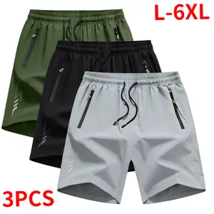 Men’s Plus Size 3-Pack Athletic Shorts, Mid Waist with Drawstring, Lightweight Summer Style, Knee-Length Shorts, Zip Pockets, Extra-Large Fit
