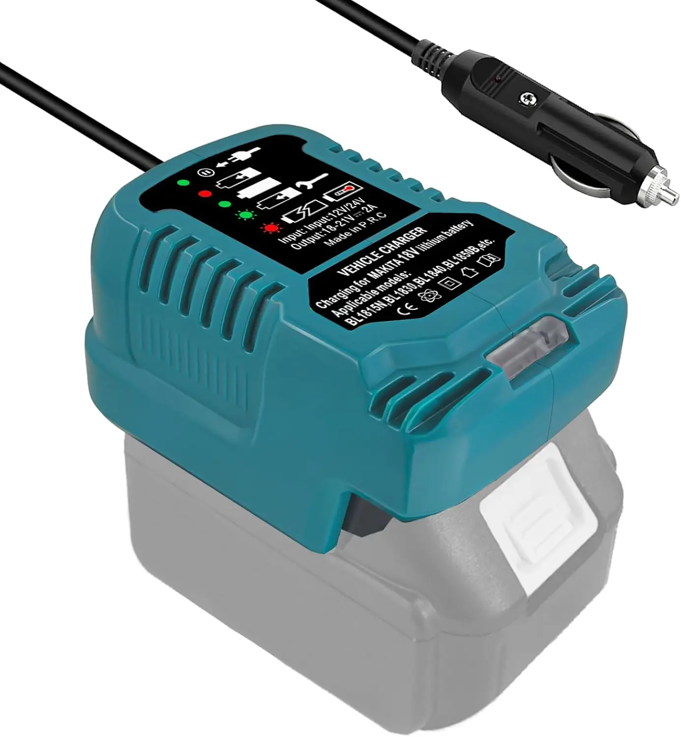 TPDL Compact Makita 18V Battery Charger - Cigarette Lighter Plug, 1/4 Size of DC18RC Charger, Portable Household Appliance Accessory, Charges Batteries