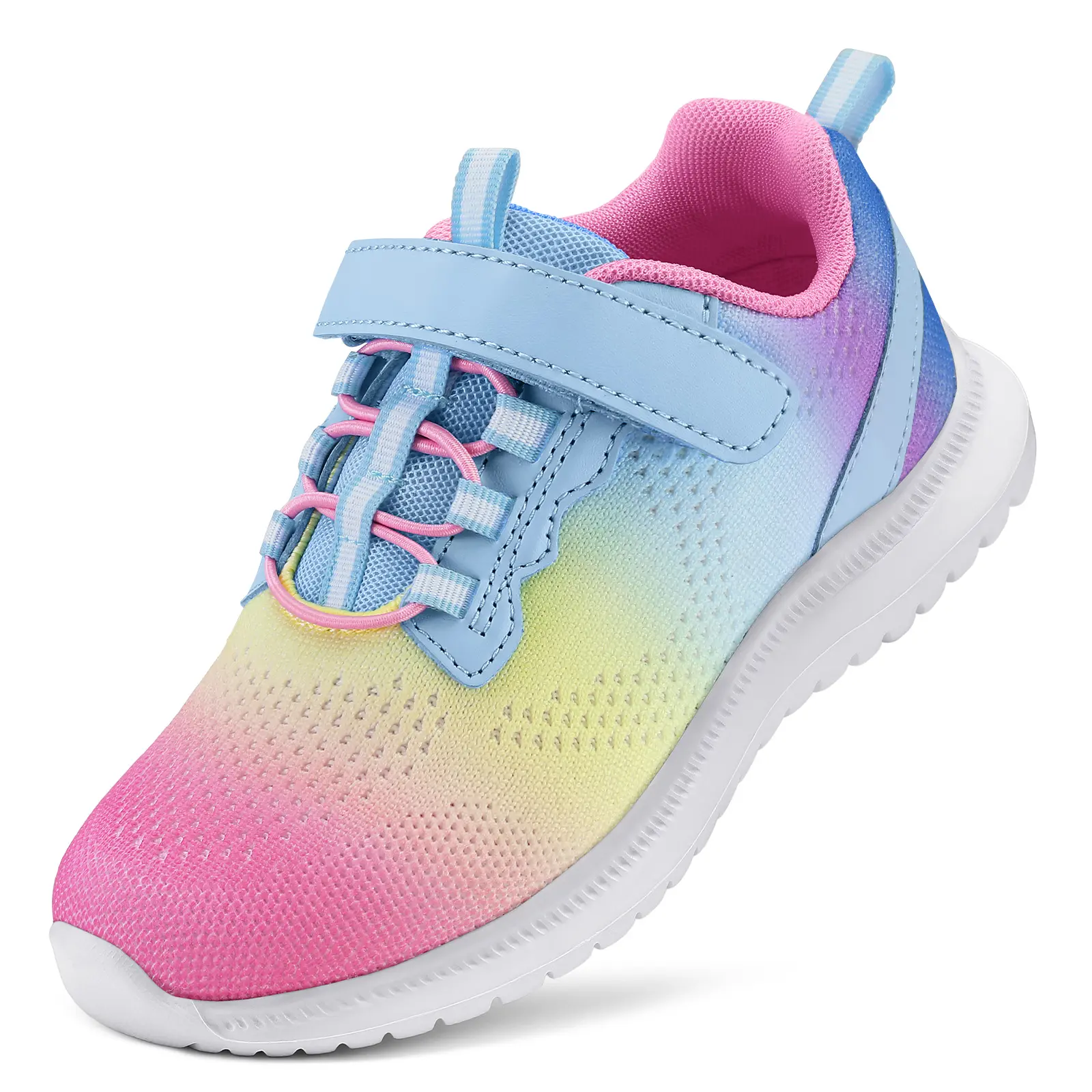 Runside Kids Sneakers for Boys Girls, Lightweight Breathable Knit Shoes, Hook-and-Loop Non-Slip Walking Running School Shoes, Toddler/Little Kid/Big Kid