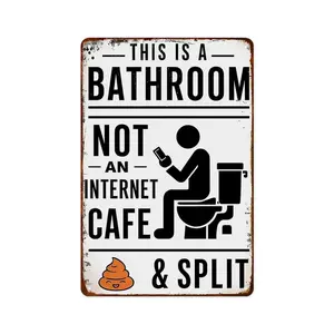 Vintage Metal Aluminum Sign 8X12inch-This Is A Bathroom Not An Internet Cafe & Split Wall Art Decor For Home Farmhouse Washroom Bathroom Gift