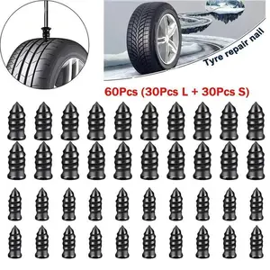 60 Pcs Tire Repair Rubber Nail, Tire Repair Nail Tire Repair Rubber Screws Fast Tool Self-Service Tire Repair Nail Vacuum Tire Repair Rubber Nail, Suitable for Car Motorcycle Jeep Tire Puncture Repair