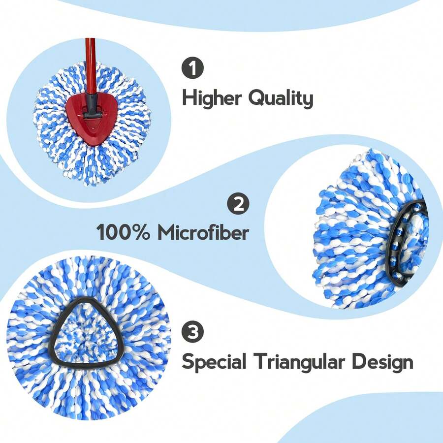 [3/5-piece set] Mop replacement head (only applicable to dual-tank system), rotating mop replacement head, easy to clean, microfiber replacement head, machine washable