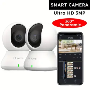2024 2pcs Blurams 5GHz/2.4GHz Dual-Band Wi-Fi Indoor Security Camera, 2K Pet Camera, Dog Camera With Phone App, 360° Cameras For Home S Alexa & Google Assistant