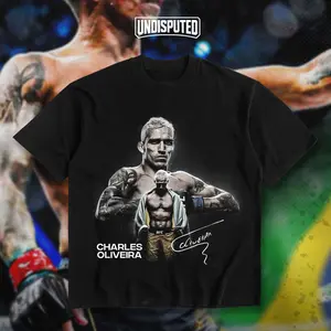 UNDISPUTED Charles Oliveira UFC Heavy Cotton T-shirt MMA Fight Night Shirt Fan Apparel Pump Cover Casual Street Style Short Sleeve Crew Neck Medium Length Direct-to-garment