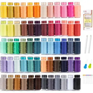 60 Colors Sewing Bobbin Kit 144 Pcs, 550 Yards for Sewing Machine Matched Prewound Bobbins, AAA-Threads Spools & Supplies for Beginners, Stitching, Home DIY