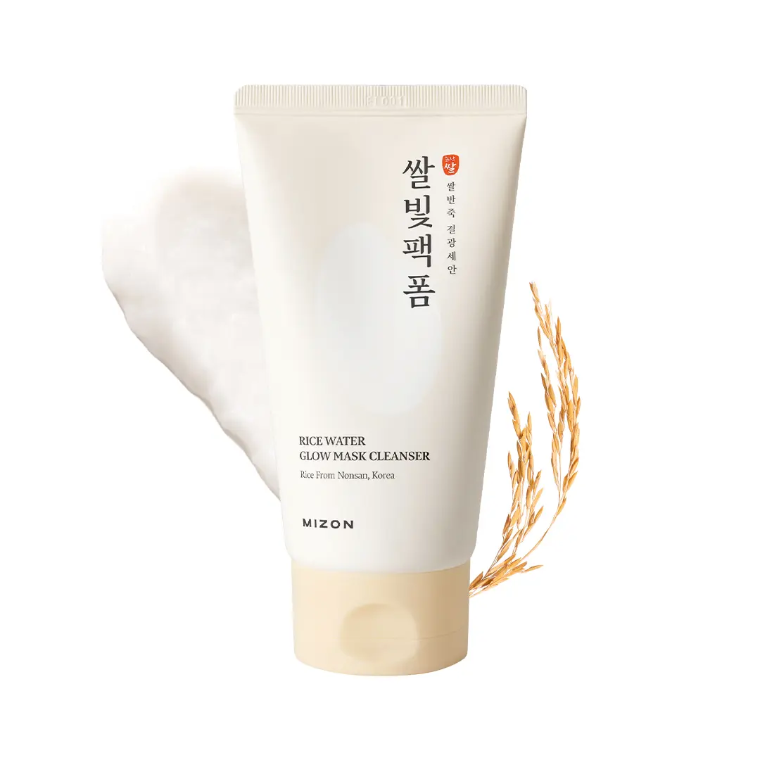 MIZON Rice Water Glow Mask Cleanser, 2-in-1 Face Wash and Mask with Rice Seed Water, Niacinamide, Ceramide NP, Squalane, and Shea Butter for Hydrating and Glass Skin, 5.07 fl oz