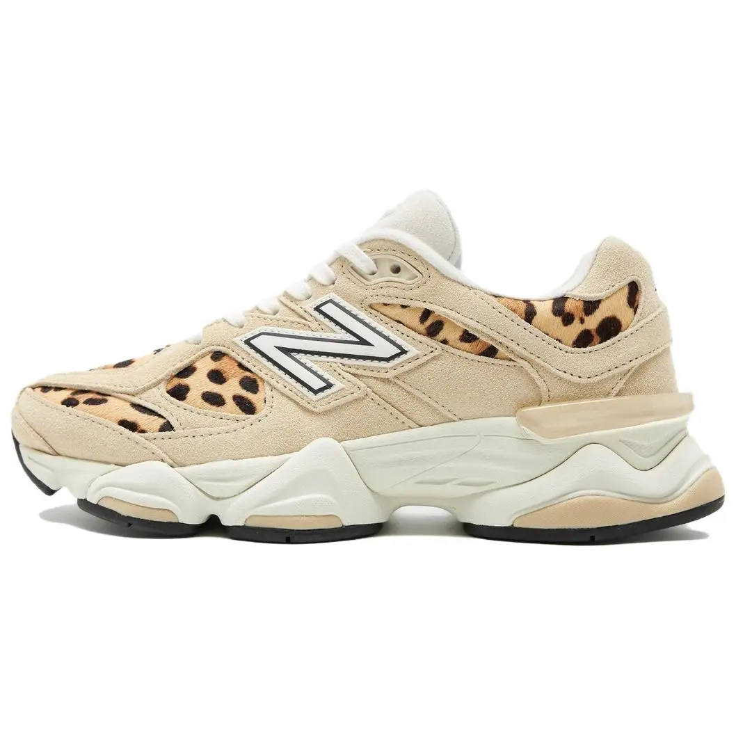 New Balance Women's 9060 Retro Sneaker in Tan Leopard Print, Cushioned Athletic Casual Shoes for Everyday Wear, Athletic Casual Sneakers, Casual Trendy Sneakers