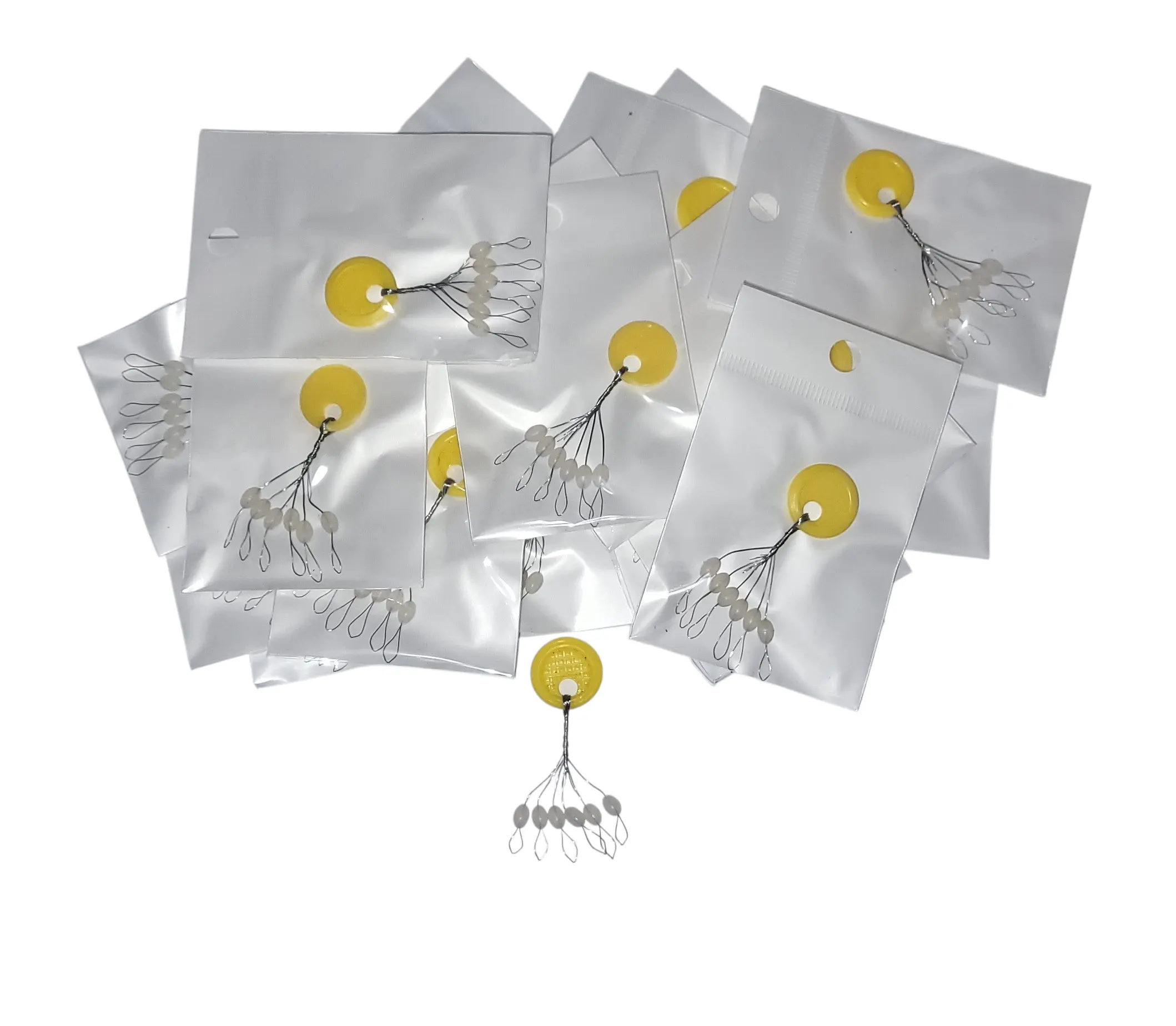 CLEAR Bobber Stoppers, Medium Size, 120 Stoppers, 20 Pks of 6 ea per ring