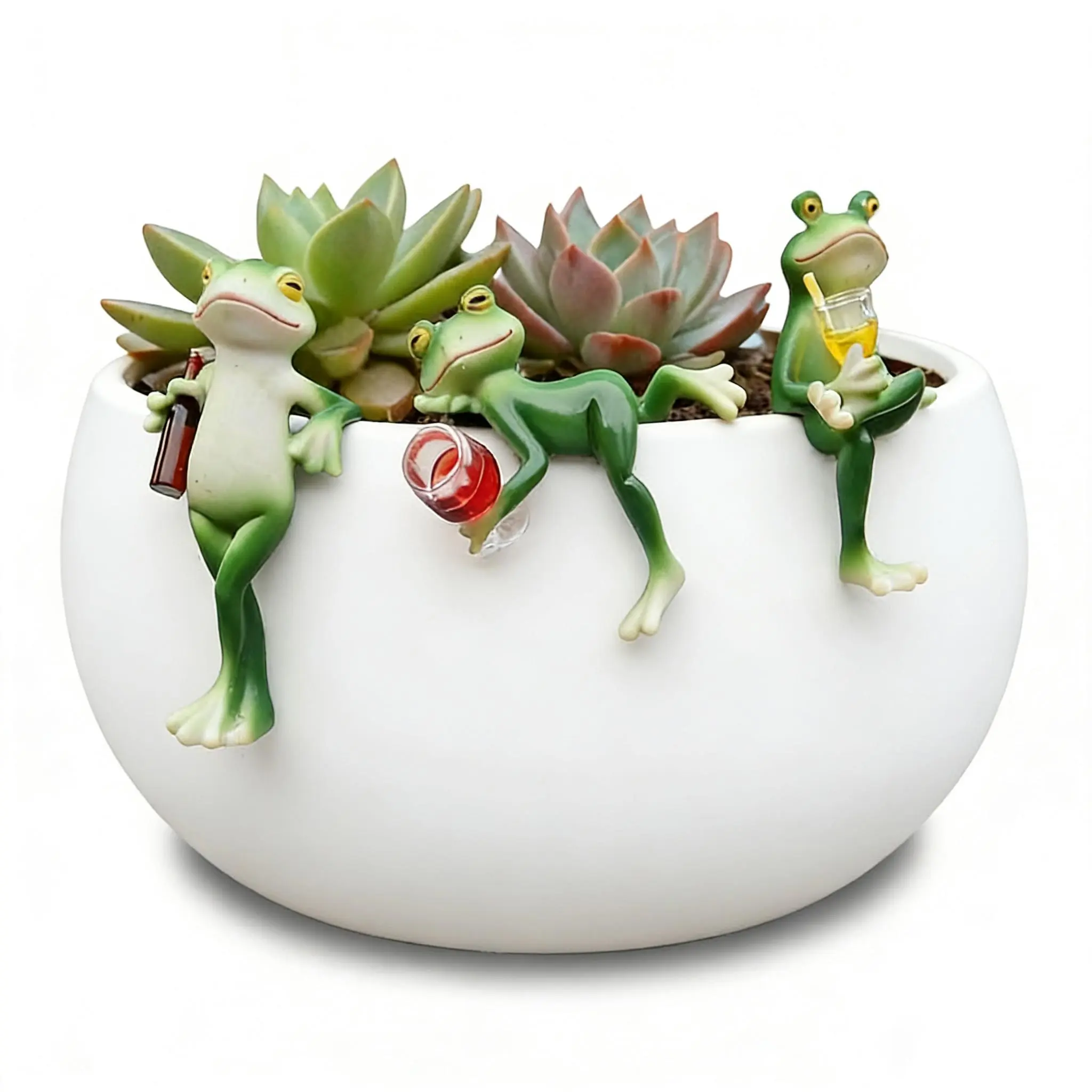 3Pcs Cute Resin Frog Figurines - Garden Planter Decor, Indoor/Outdoor Home Accessory, Aquarium Landscaping Decor, Creative Gift for Frog Lovers, Women’s Birthday & Christmas Present