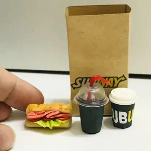 Handmade 4PCS/Set 1/6 Scale Dollhouse Miniature Bread Coffee Mini Fast Food for Blyth ob11 Barbies Dollhouse Accessories Supermarket Snacks, Kitchen Pretend Play Set, Miniature Food Model Shooting Props