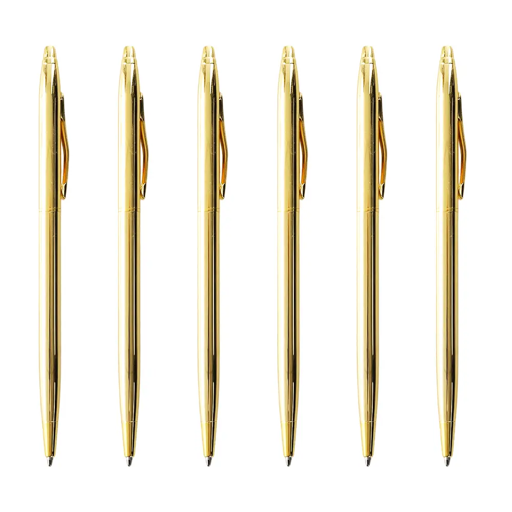 6Pcs/Set Slim Gold Ballpoint Pens,Black Ink 1 mm,Ideal Gift for Business Office Students Teachers Wedding Guest Halloween Christmas Party Gifts,Hand Tools Kits