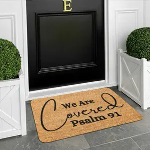 Doormat with letter pattern, rubber backing, non-slip, Christian doormat, we are covered by Christ, Psalm 91 and other decorative rugs, suitable for doorways, living rooms, bedrooms, and other home areas, home decoration rugs #handpickedrecommendation