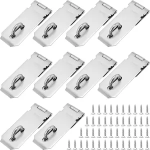 10 Pcs Stainless Steel Heavy Duty Security Padlock Hasp Latch with Mounting Screws for Doors and Cabinets
