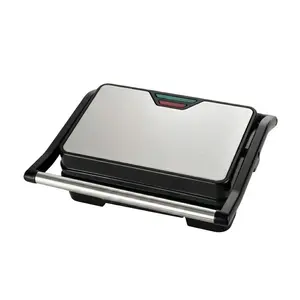 2-in-1 Panini Press Non-Stick Sandwich Maker with Stainless Steel Finish | Perfect for 5-Minute Breakfast, Steaks & Paninis | Portable Kitchen Essential for Dorms, Apartments & RVs | Easy-to-Clean, Indicator Lights, Heat-Resistant Handle tortilla machine