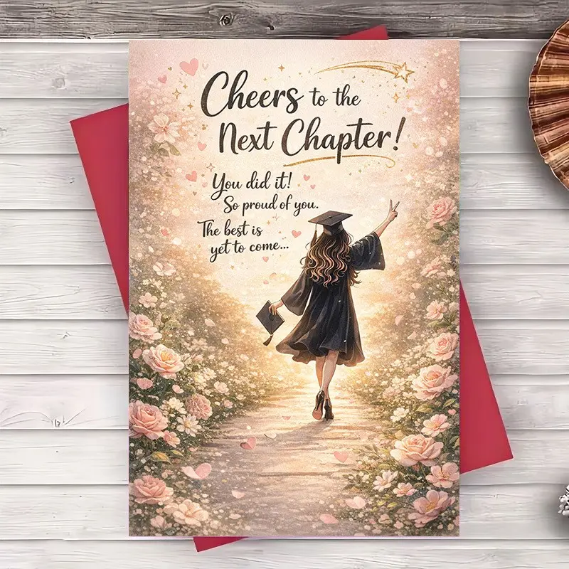 1PC/2PCS  Card And Envelope, Graduation Congratulations Card，Perfect for Graduation Party Or Gift Giving, Includes Envelope And Card, graduation season gift，graduation decoration, Cardstock With Envelope