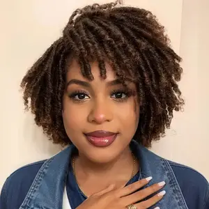 Women's Afro Curly Dreadlock Wig Topper Synthetic Hairpiece for Thinning Hair Kinky Short Locs Toupee Suitable for All Users