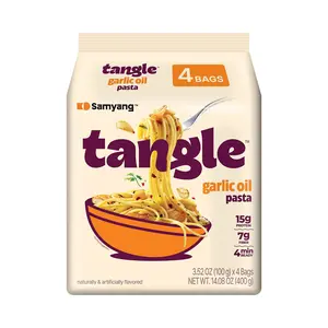 Tangle Garlic Oil Linguine Aromatic Roasted Garlic and Olive Oil Flavor Spicy Kick Air Dried Noodle Easy Cook Pasta 3.63 oz (Pack of 4)