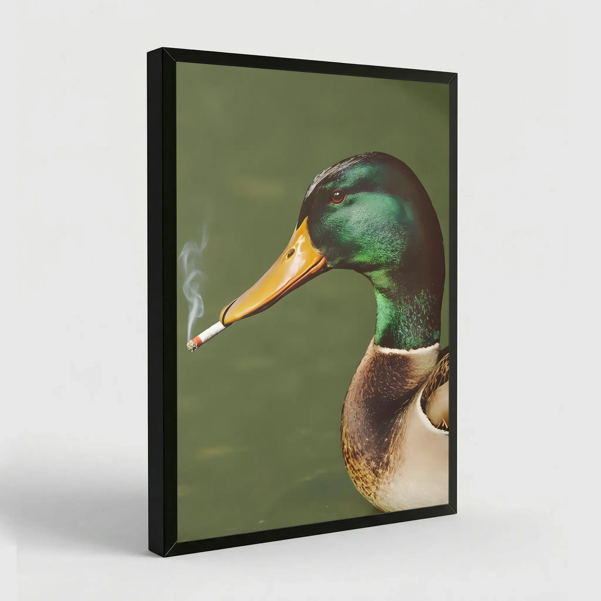 NBHYK Mallard Smoking Cigarette Vintage Poster Art Funny Duck Retro Whimsical Print 12x18 Inches Eco-Friendly Canvas Cabin Wall Decor - Decoration