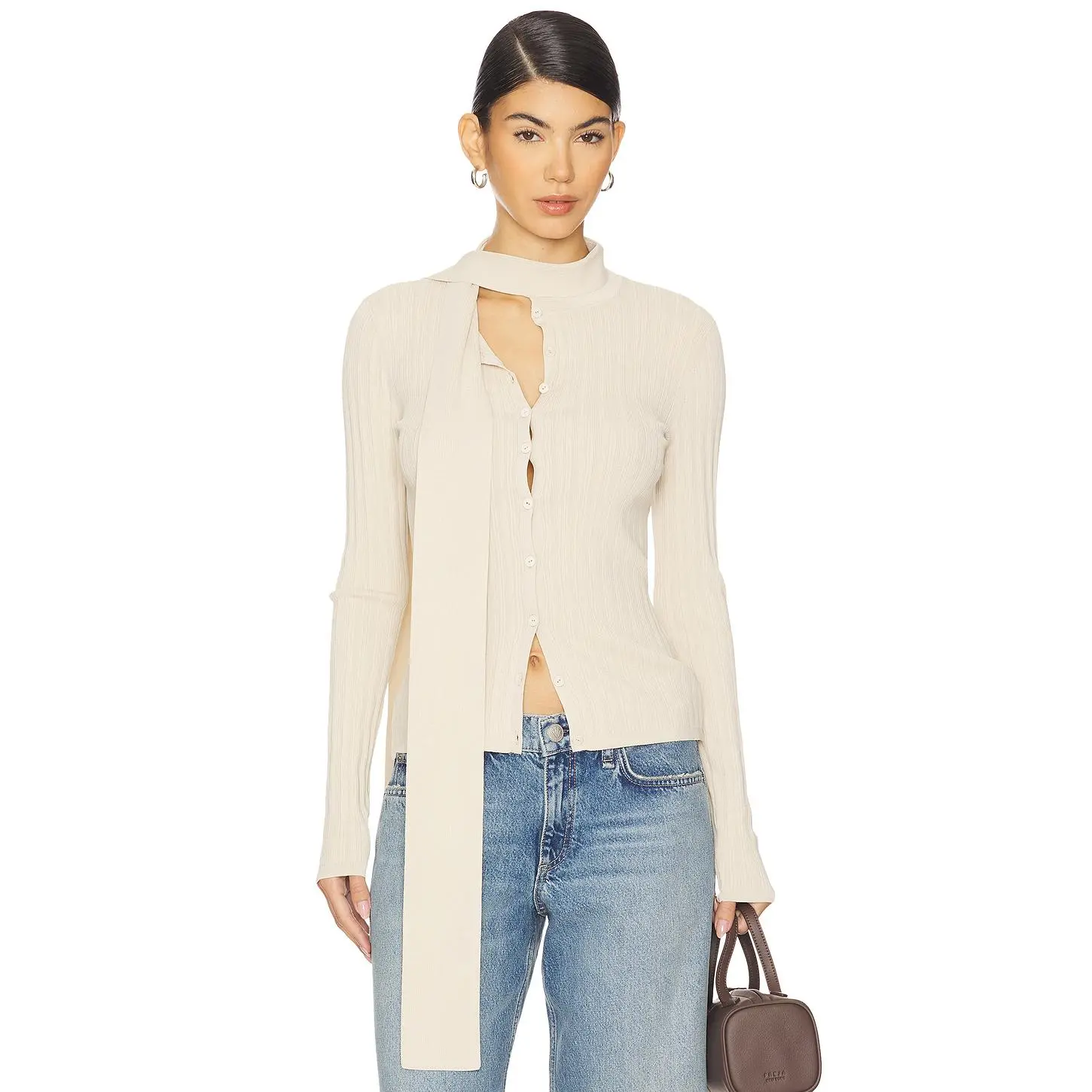 Rag & Bone Gianna Button Up Top in Beige