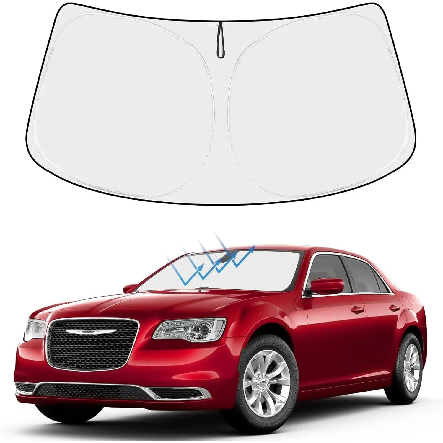 Proadsy 2026 Upgrade Front Windshield Sun Shade Foldable Sunshade Protector Sun Visor Custom Fit Chrysler 300 300C 2011-2023 Accessories