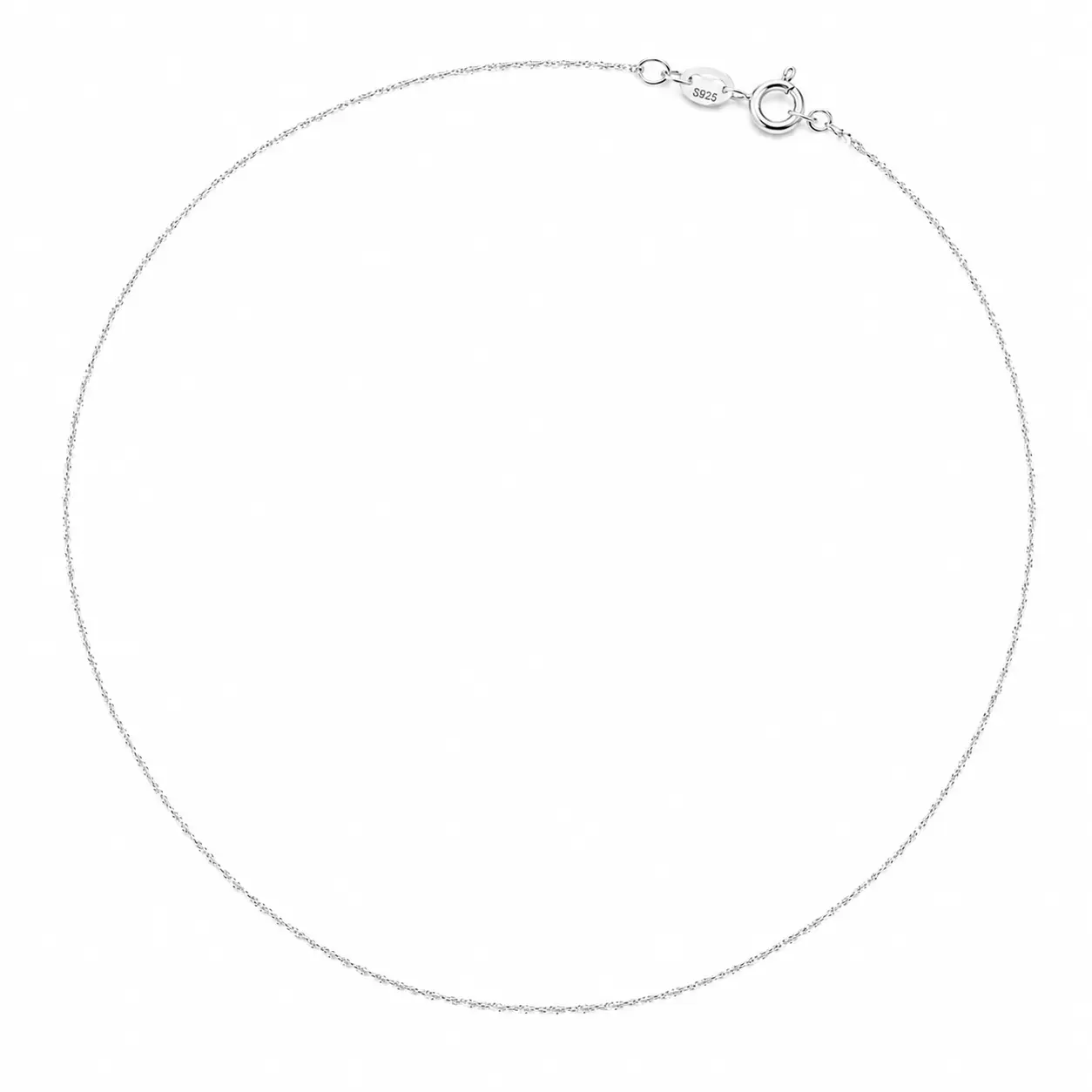 Wave Chain Necklace in 925 Sterling Silver for Adults, Lightweight Casual Jewelry, Comfortable for Layering, 18" + 5 cm Extension, 1-2.5G, Plain Silver Necklaces & Pendants, Jewelry Silver Necklaces & Pendants