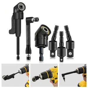 6PCS Right Angle Drill Attachment Kit – 90° Corner Drill Adapter, 2PCS 105° Angle Drivers & 360° Rotating Socket Adapters (1/4", 3/8", 1/2"), Impact Ready Power Tool Accessories