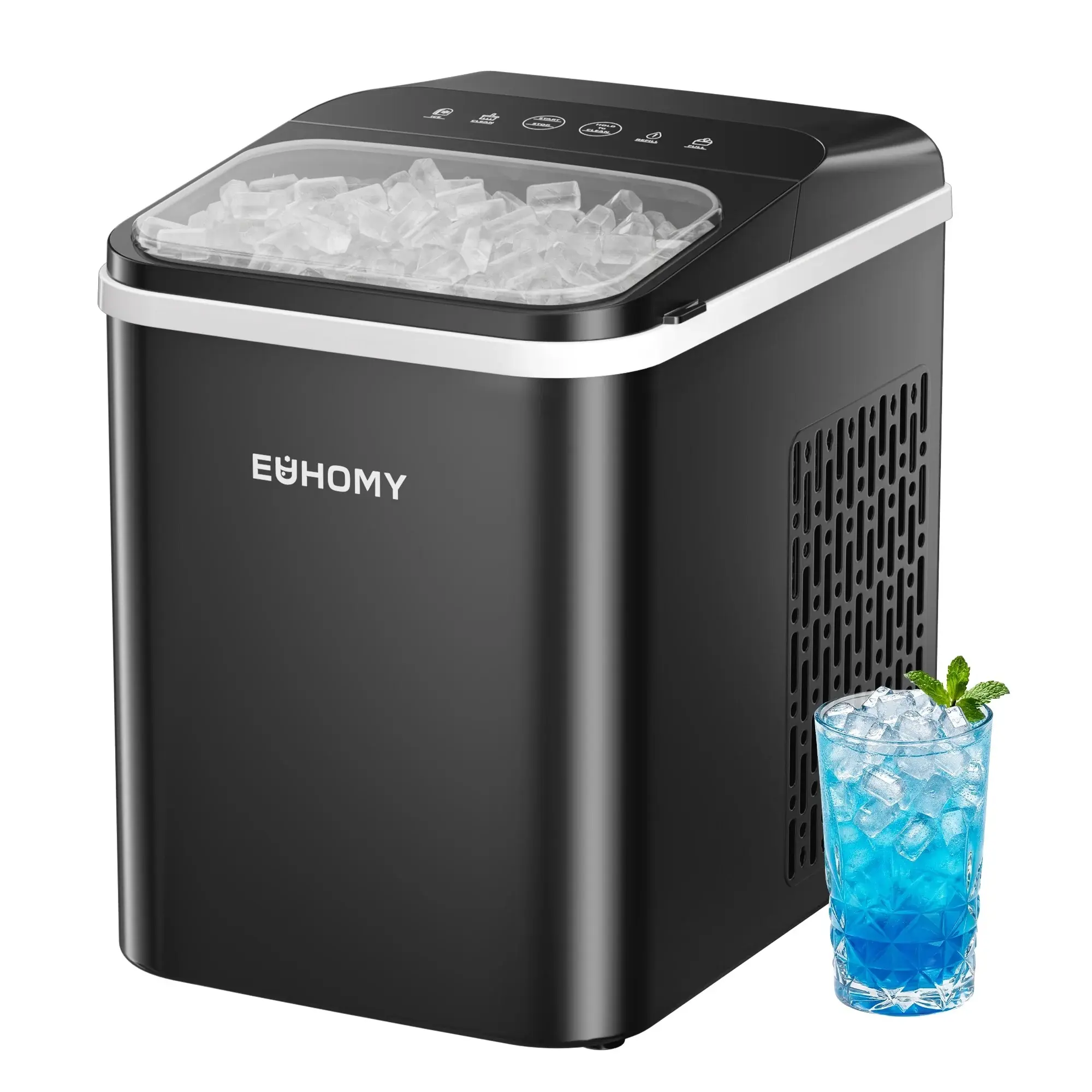 EUHOMY Countertop Icemaker Machine (ABS Plastic) - Icemakers Countertop for Home Users, Dorms, 33lbs/day Nugget Ice, 500g Capacity, Fast Small Footprint Design, 2-Button Operation, Fits Home Bars & Kitchens