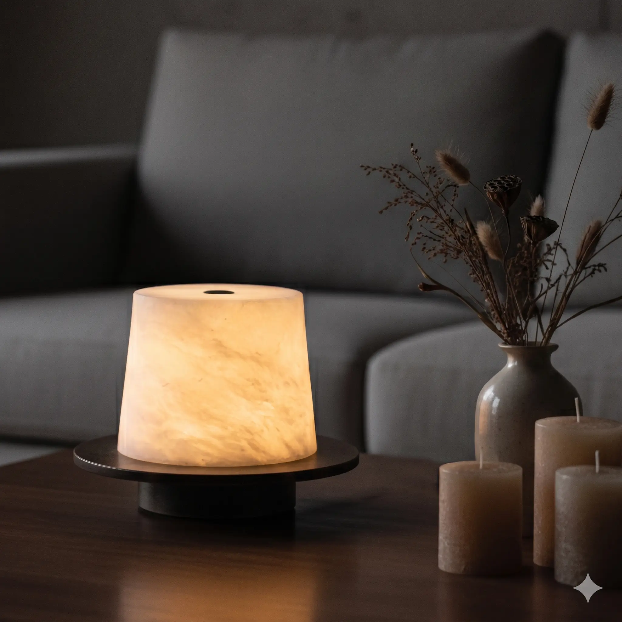 Handcrafted Real Cloud Stone Natural Alabaster Cordless Desk Lamp - USB Port Rechargeable, Dimmable, Romance-Infused Mood Lighting with Cells, for Indoor Use, Bedroom Late-Night Reading, Desk Lamps