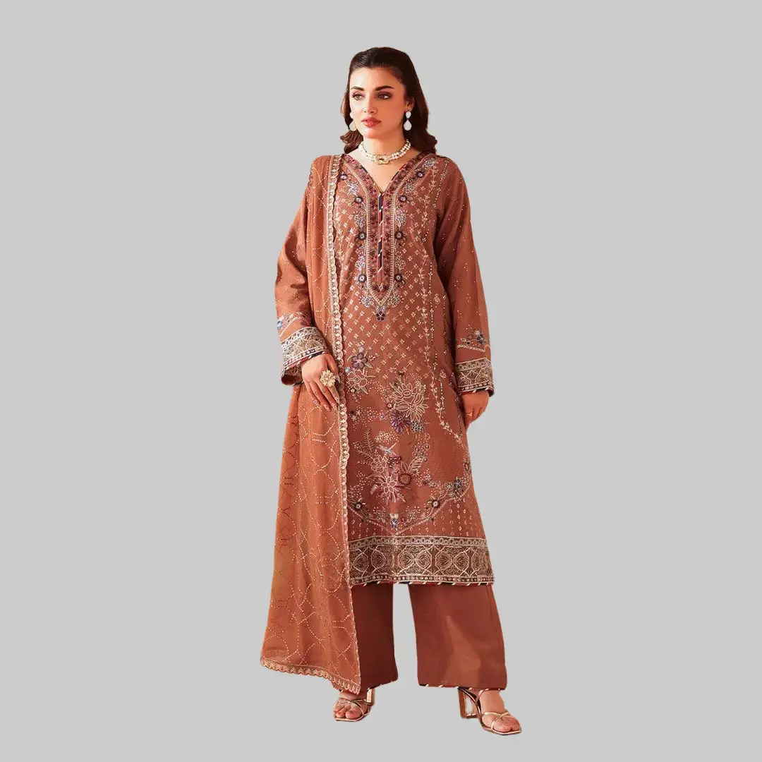 Women's Pakistani Designer Stitched Raw Silk Salwar Kameez Suit - Embroidered Formal Party Wear with Chiffon-Organza Dupatta, Elegant Trouser Outfit, Clothes, Elegance