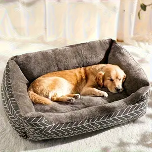 Comfortable Plush Dog Bed, Fluffy Cloud Bed, Polyester Fiber Pet Sofa, Winter Warmth for Small to Medium Dogs, Unassembled with Thick Insulated Pad