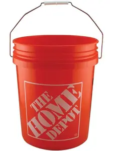5 Gal. Durable Orange Plastic Homer Bucket, Compact Multifunctional Household Utility Bucket with Steel Handle, Sturdy Walls for Home, Jobsite Tasks