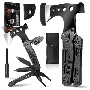 Camping Multitool Accessories Gifts for Men Dad 16 in 1 Upgraded Multi Tool  Gear with Axe Hammer Pliers  Screwdrivers Bottle Opener Whistle & Portable Sheath For Hiking,Fishing