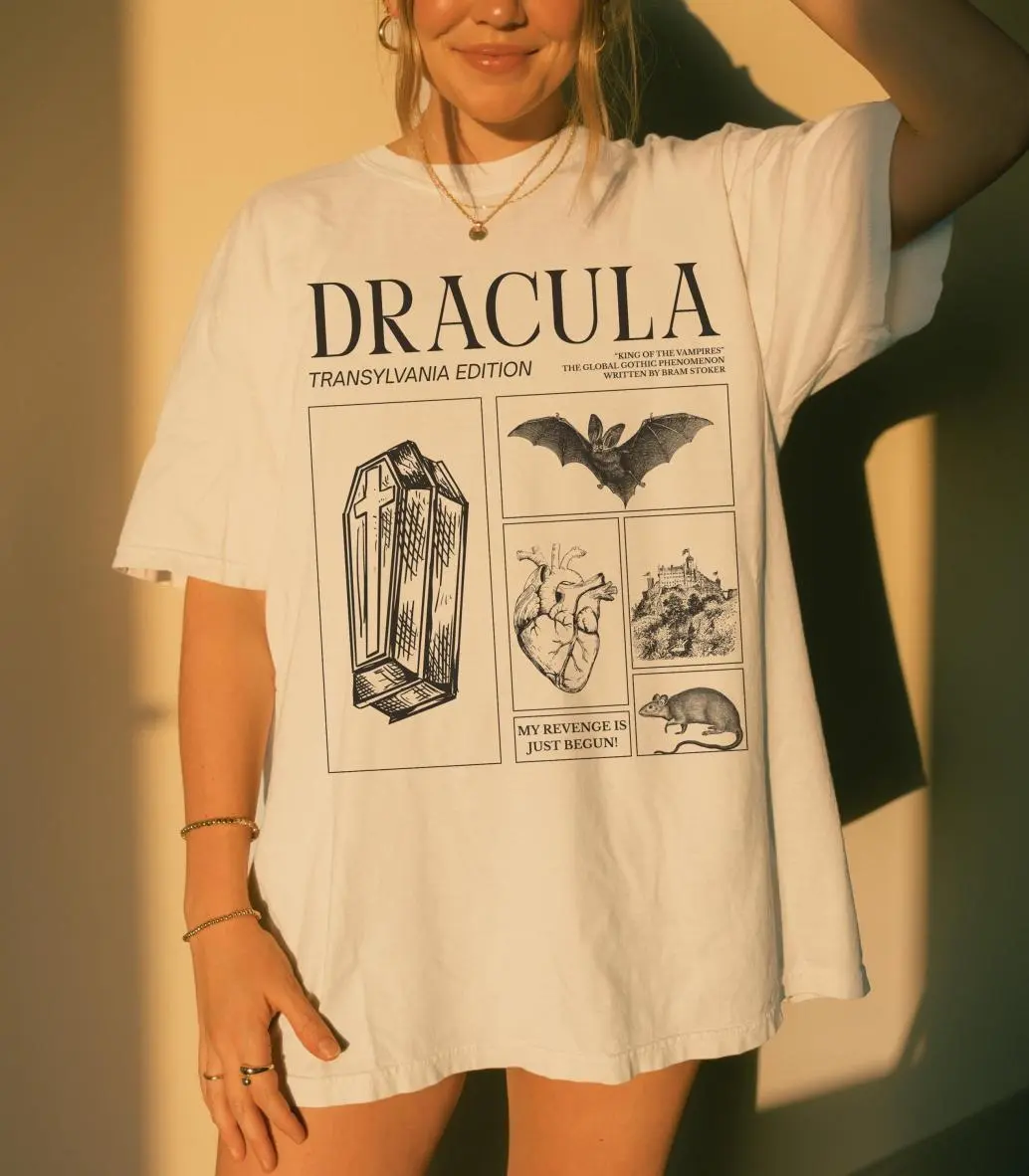 Comfort Colors Bram Stoker's Dracula King of Vampires  Halloween Tee * Monster Mash Retro Cult Classic Horror Movie Bats Dark Romance Bookish, Clean Lines, Minimalist Look, Ready to Go, No Effort Needed
