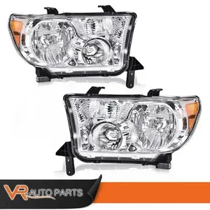 Amber Corner Chrome Truck Headlights, Fit For 2007-13 Toyota Tundra, 08-17 Toyota Sequoia (USA-Model), Truck Lights Led Car Bulb