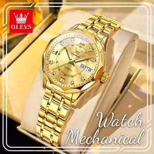 OLEVS 6727 Women's Automatic Mechanical Watch - Fashionable Analog Watch, Luxury Elegant Daily Wristwatch, Waterproof Luminous Dial, Day Date Display, Ideal Gift for Women
