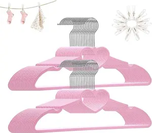 Plastic Hangers 30 Pack, Pink Hangers Clothes Hanger Ultra Thin Space Saving -Pink Heart Hangers 360 Degree Swivel Hook & 10 Clips-Strong & Durable Adult Hangers for Sweaters,Dress, Shirt, Coat