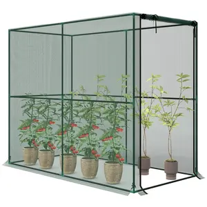 Outsunny Crop Cage, 6.6' x 3.3' x 5.2' Large Plant Protection Tent with Zippered Door, Outdoor Garden Cage for Vegetables, Flowers, Fruits, Raised Beds, Green