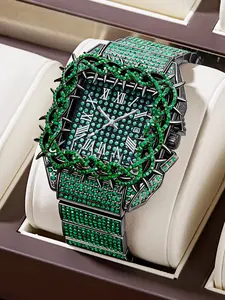 Men's Luxury Quartz Watch, Roman Numeral Dial, Starry Sky Diamonds, Night Glow Function, Daily Wear, Decoration, Holiday Gift